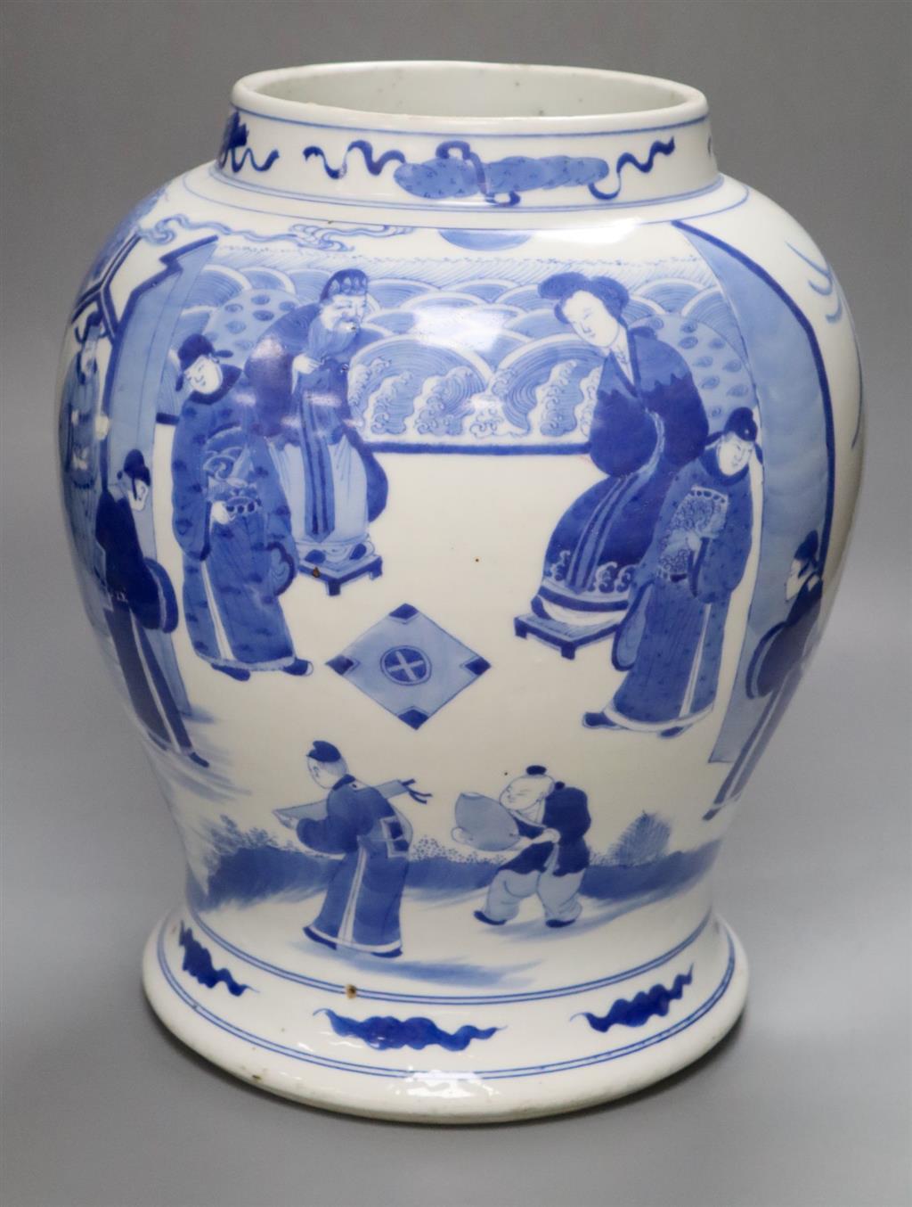 A Chinese blue and white baluster vase, height 33cm